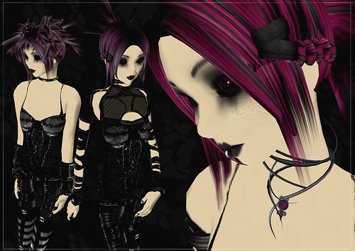 Pinky gothy look..