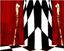 Split Screen Red Curtain Shot