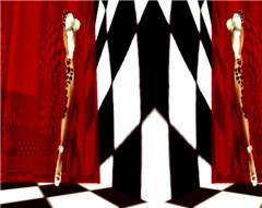 Split Screen Red Curtain Shot