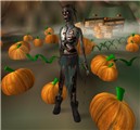Zombie in a pumpkin patch