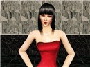 A  woman in red