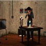 Hisako: near the table.