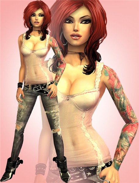 Sammy made this beautiful beautiful sleeve tattoo for my Sim Lorna so I 