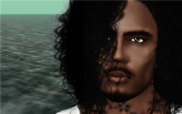 Selfportrait with curled long hair