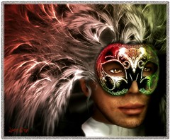 Beo with feather mask
