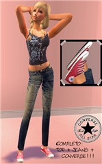 completo- top, jeans, converse rosse