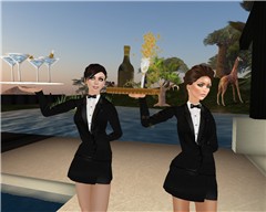 Violeta and Salvas served drinks at the party!