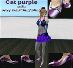 cat purple shoes sing