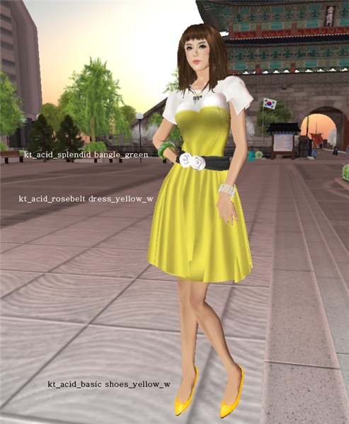 Acid rosebelt dress yellow