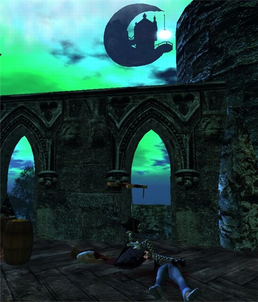A crescent moon laughed