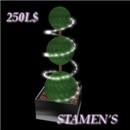 Circular Topiary in Chrome Planter with lights