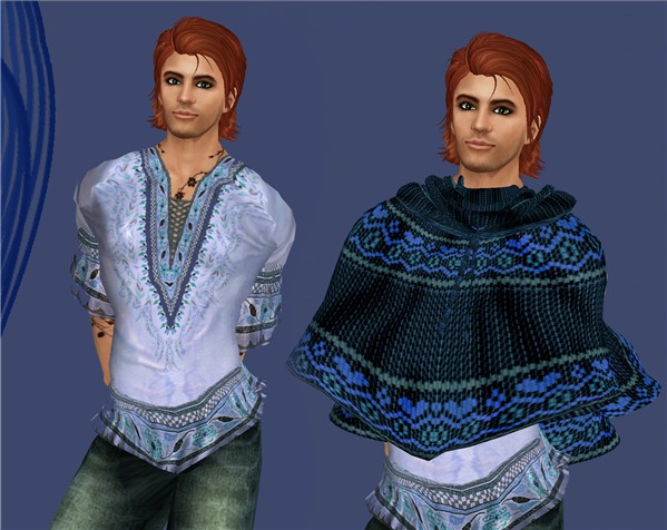 B@R Ethnica + Knitknit Poncho [blue]
