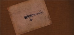 The drawing on the table.