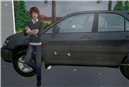 By the car