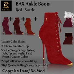 BAX Ankle Boots Red+ Suede