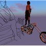 biker with nude figure