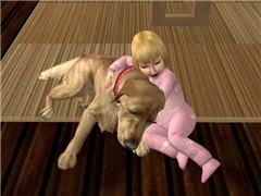 Marion as a child with the dog