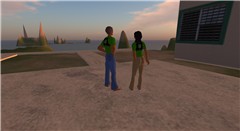 Hosts Pausanius and Ambrosia model their new Tees