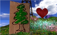 cardboard green tree and red heart - Torley Olmstead