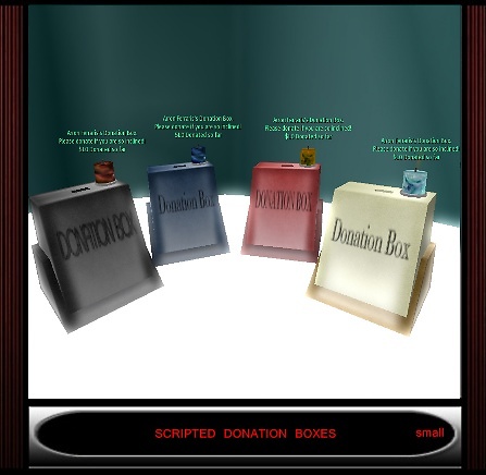 Scripted donation boxes small
