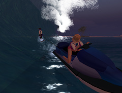 Catching a ski from Colleen