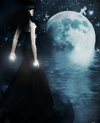 in front the moon