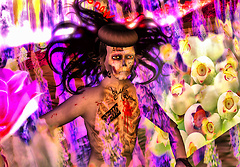 Zombie n00b sitting among flowers