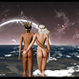 beach bums in the moonlight