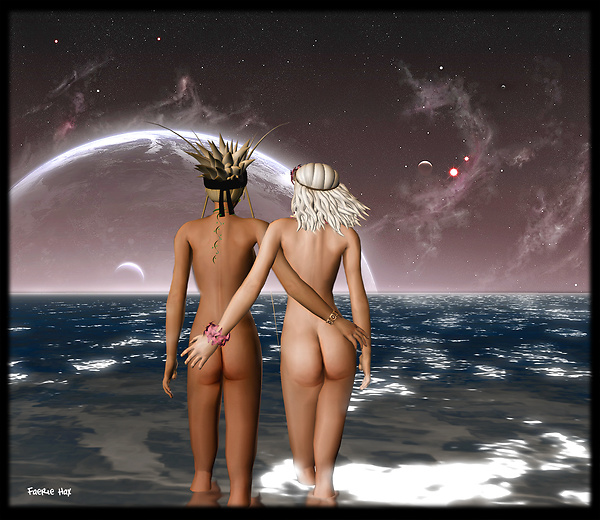 beach bums in the moonlight