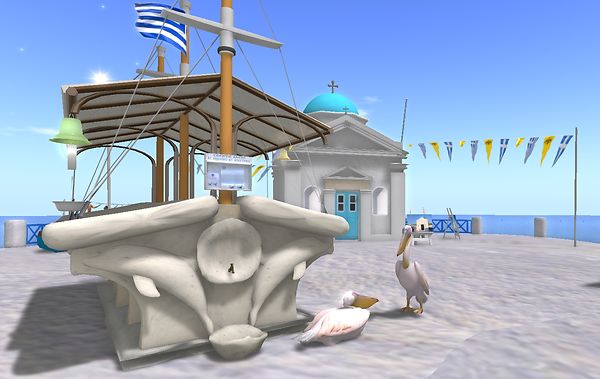 Mykonos famous church, Pelicans and fish market