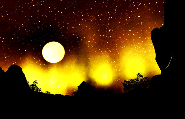Flames in the starry sky