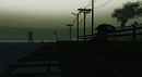 along the deserted station platform