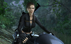 Lara Croft on her bike in Underworld/Mexico