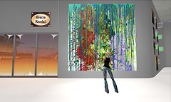 Gracie in front of "Breathe Dive Grok"