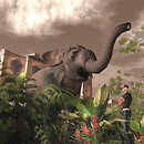 elephant and flowers