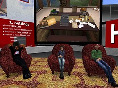 Jenaia Morane and Marty Snowpaw (on right) at the SLEducation 
 Roundtable - Chimera Cosmos