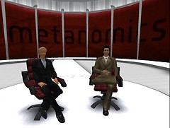 Beyers Sellers and guest Viktor  wait for Metanomics to begin. - Chimera Cosmos