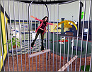 Balancing on the swing isn't that easy