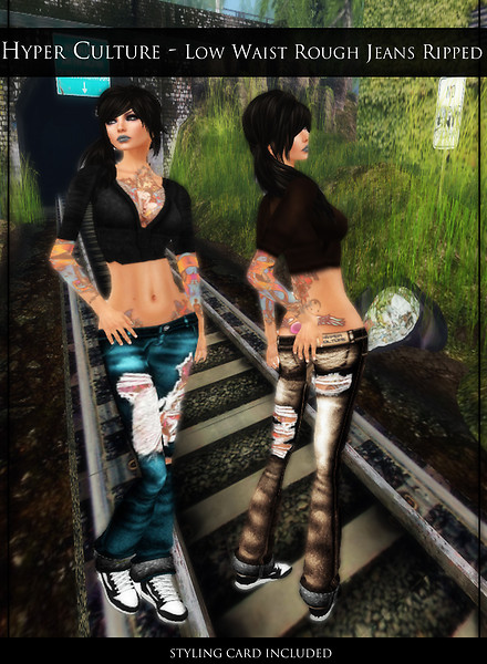 HC - Low Waist Rough Jeans Ripped PROMO