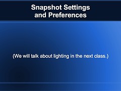 SL Photography Snapshot Settings and Preferences