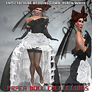 Paper doll -expectacular wedding gown in black -withe only