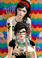 girls with glasses in the sims