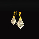 QT Carved Deco Earring Gold - Grey 1