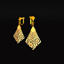 QT Carved Deco Earring Gold - Old Ivory