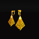 QT Carved Deco Earring Gold - gold