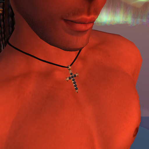 QT GL Black Blood Cross Pendant Gold lg male