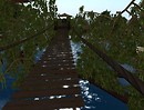 Swaying rope bridge above the bayou of Myst Haven